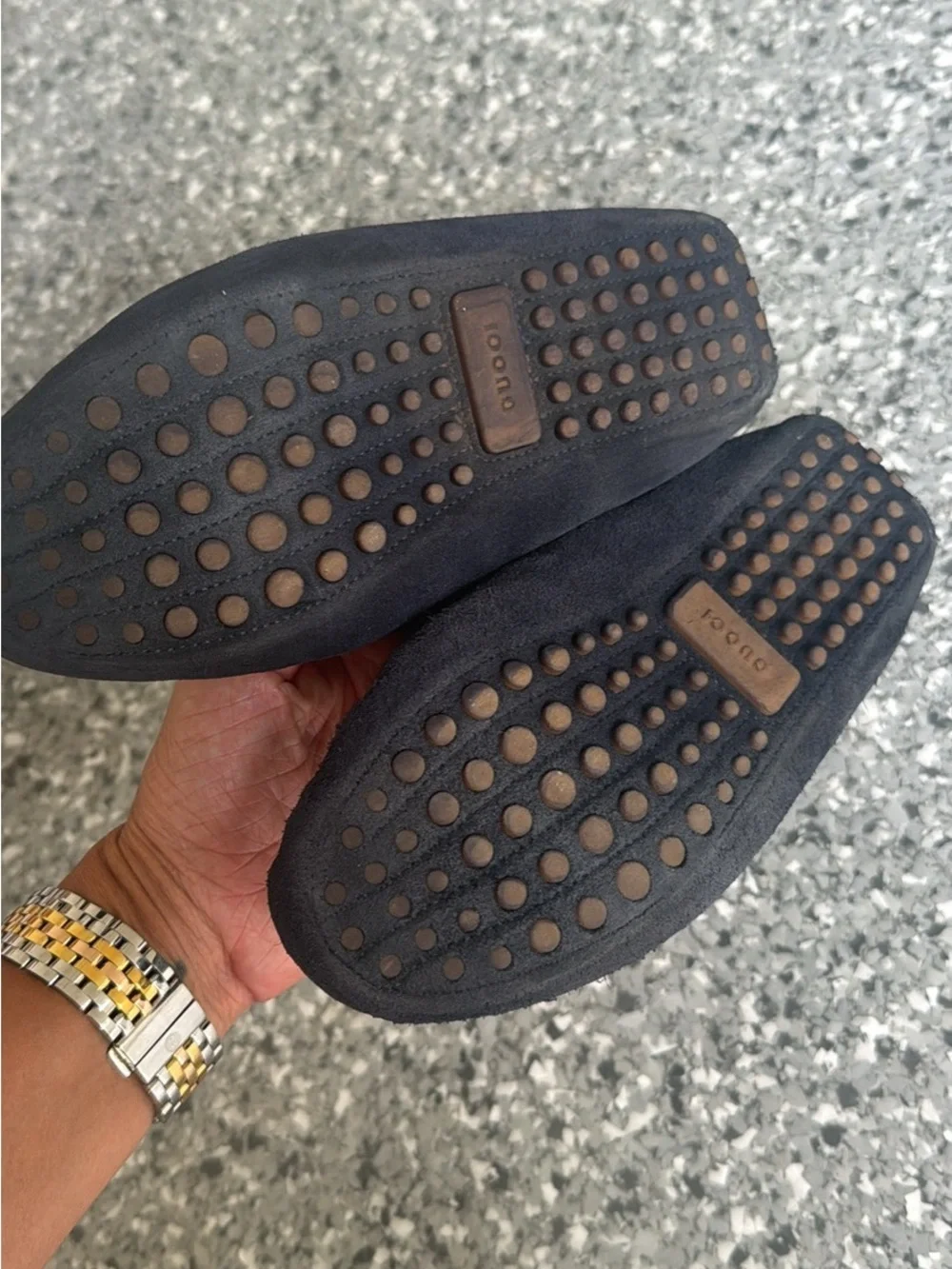 Gucci Navy Blue Suede Horsebit Loafers Kids